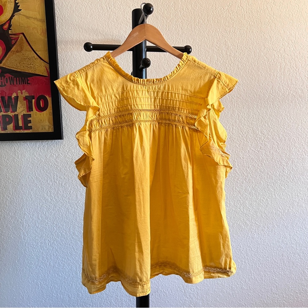 Old Navy Yellow Ruffle Peasant Tunic Top Size XL
